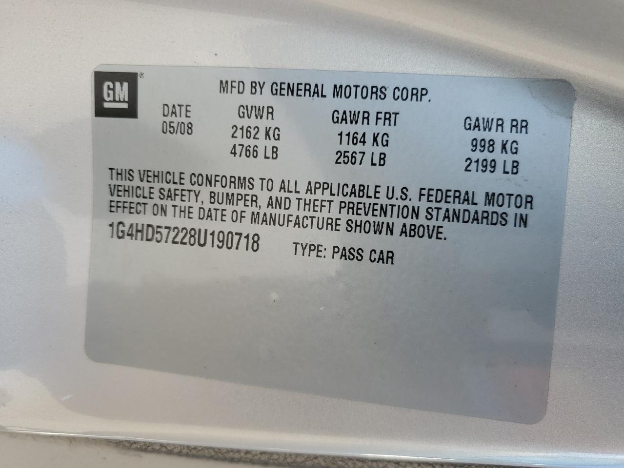 1G4HD57228U190718 BUICK LUCERNE 2008 TAN Photo 12