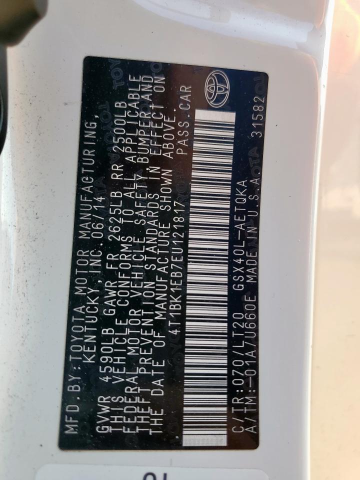 2014 Toyota Avalon Base VIN: 4T1BK1EB7EU121817 Lot: 81470945