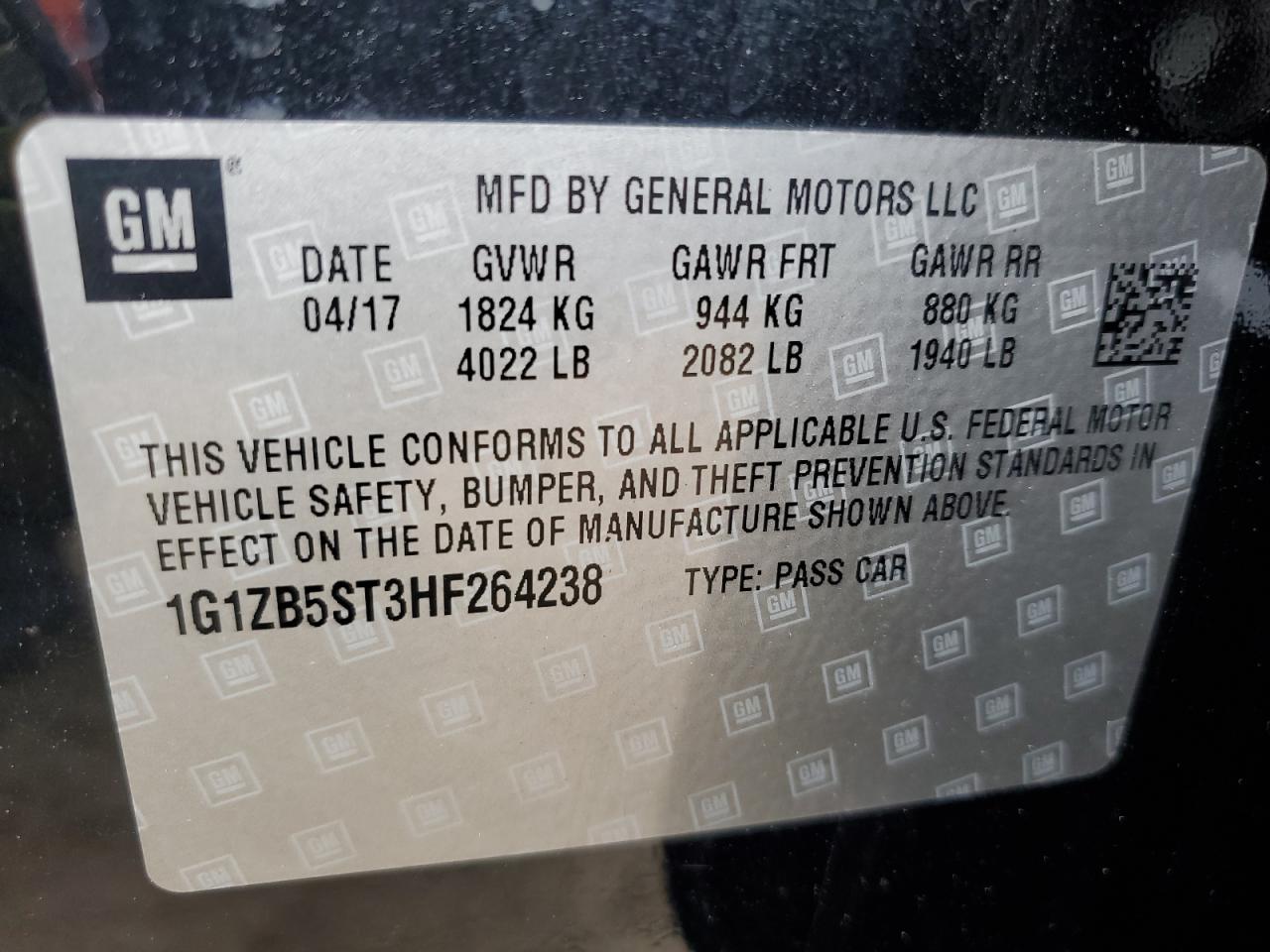 2017 Chevrolet Malibu Ls VIN: 1G1ZB5ST3HF264238 Lot: 81440205