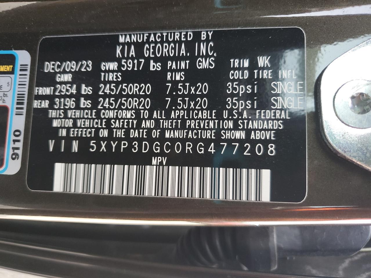 2024 Kia Telluride Ex VIN: 5XYP3DGC0RG477208 Lot: 71808405