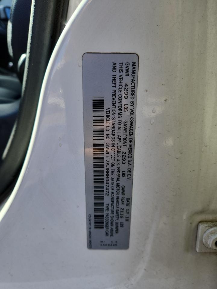 2011 Volkswagen Jetta Tdi VIN: 3VWLL7AJ8BM047472 Lot: 80114635