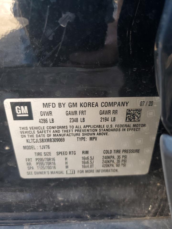 2021 Chevrolet Trax 1Lt VIN: KL7CJLSBXMB309069 Lot: 84401665