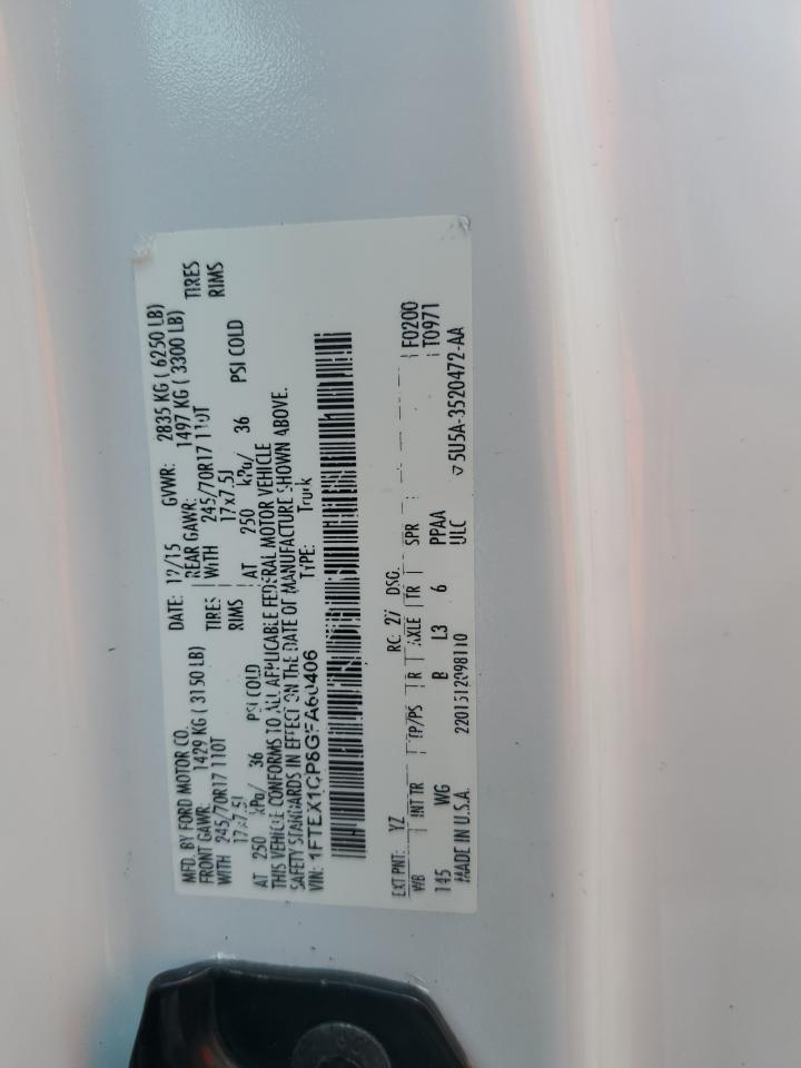 2016 Ford F150 Super Cab VIN: 1FTEX1CP8GFA60406 Lot: 80323075