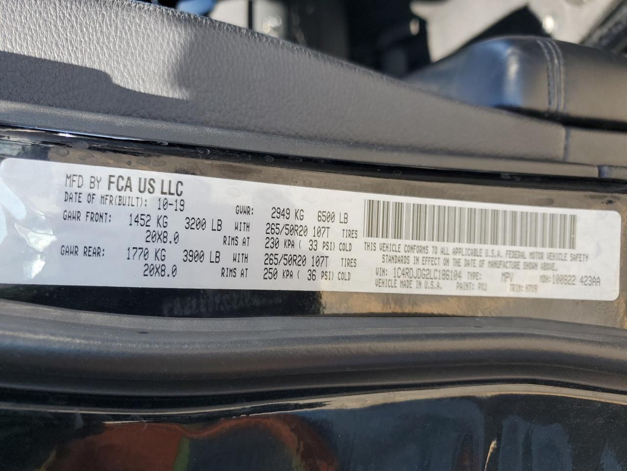 2020 Dodge Durango Gt VIN: 1C4RDJDG2LC186104 Lot: 80391925