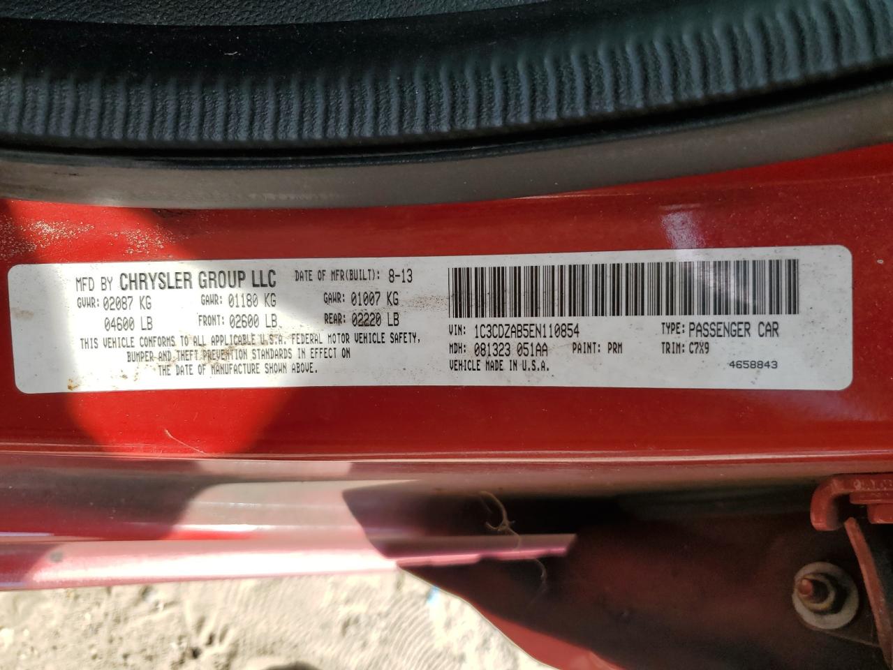 2014 Dodge Avenger Se VIN: 1C3CDZAB5EN110854 Lot: 81312485