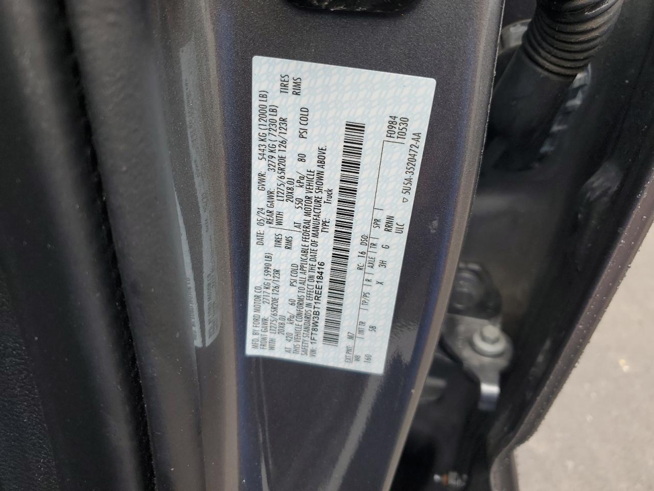 2024 Ford F350 Super Duty VIN: 1FT8W3BT1REE18416 Lot: 81277215