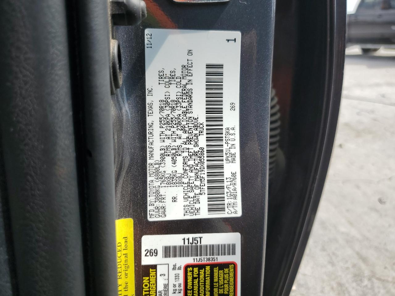 2013 Toyota Tundra Crewmax Sr5 VIN: 5TFEM5F19DX055860 Lot: 84616195