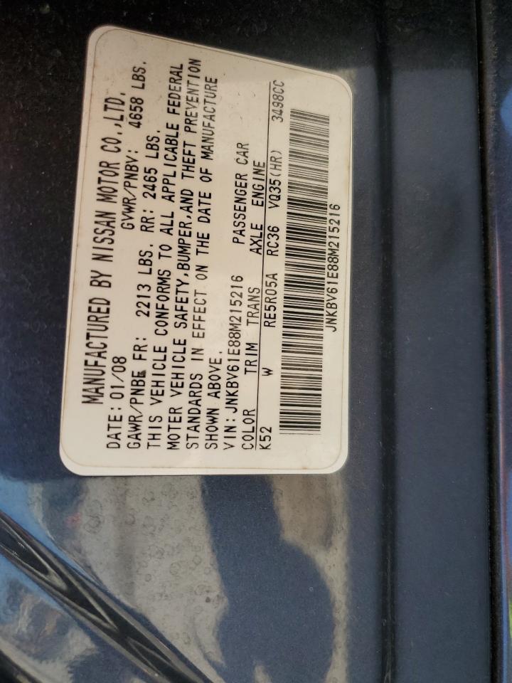 2008 Infiniti G35 VIN: JNKBV61E88M215216 Lot: 81445835