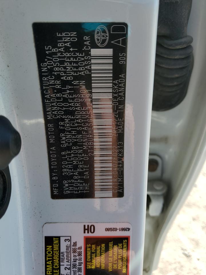 2016 Toyota Corolla L VIN: 2T1BURHE5GC532491 Lot: 84727715