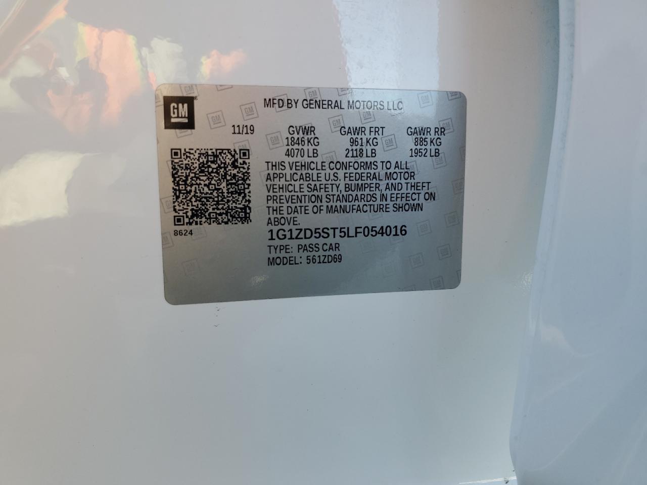 2020 Chevrolet Malibu Lt VIN: 1G1ZD5ST5LF054016 Lot: 81642195