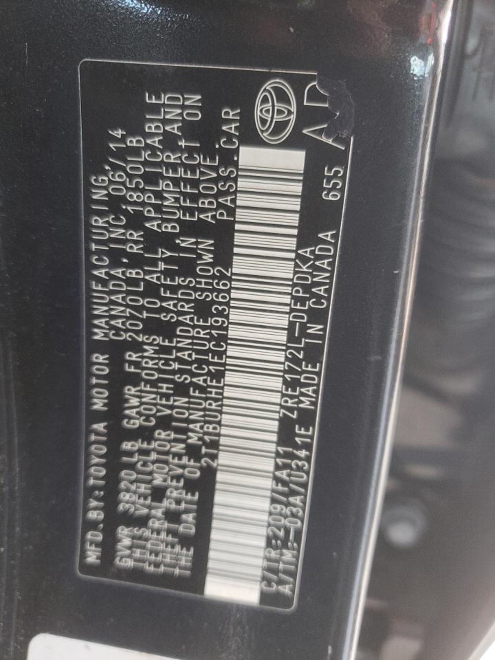 2014 Toyota Corolla L VIN: 2T1BURHE1EC193662 Lot: 84650405