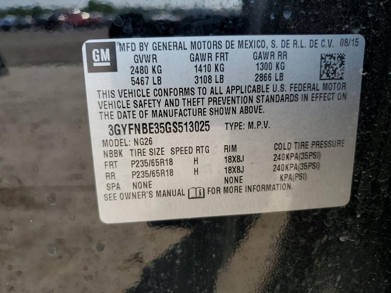 2016 Cadillac Srx Luxury Collection VIN: 3GYFNBE35GS513025 Lot: 70739545