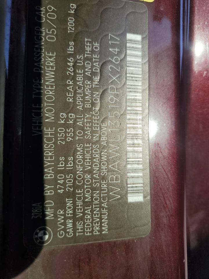 2009 BMW 328 I VIN: WBAWL13519PX26417 Lot: 80487555