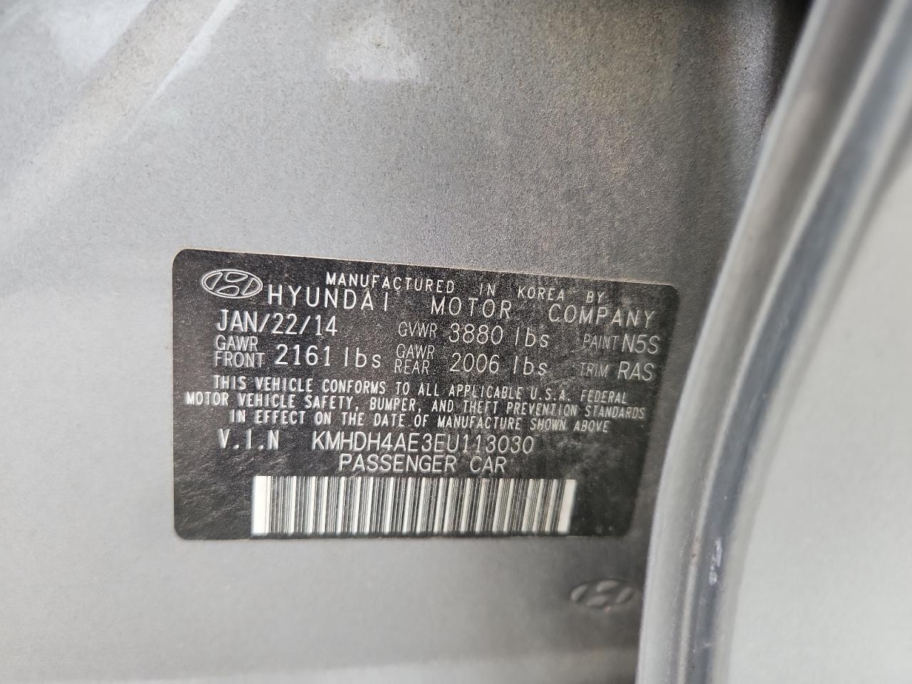 2014 Hyundai Elantra Se VIN: KMHDH4AE3EU113030 Lot: 81523635