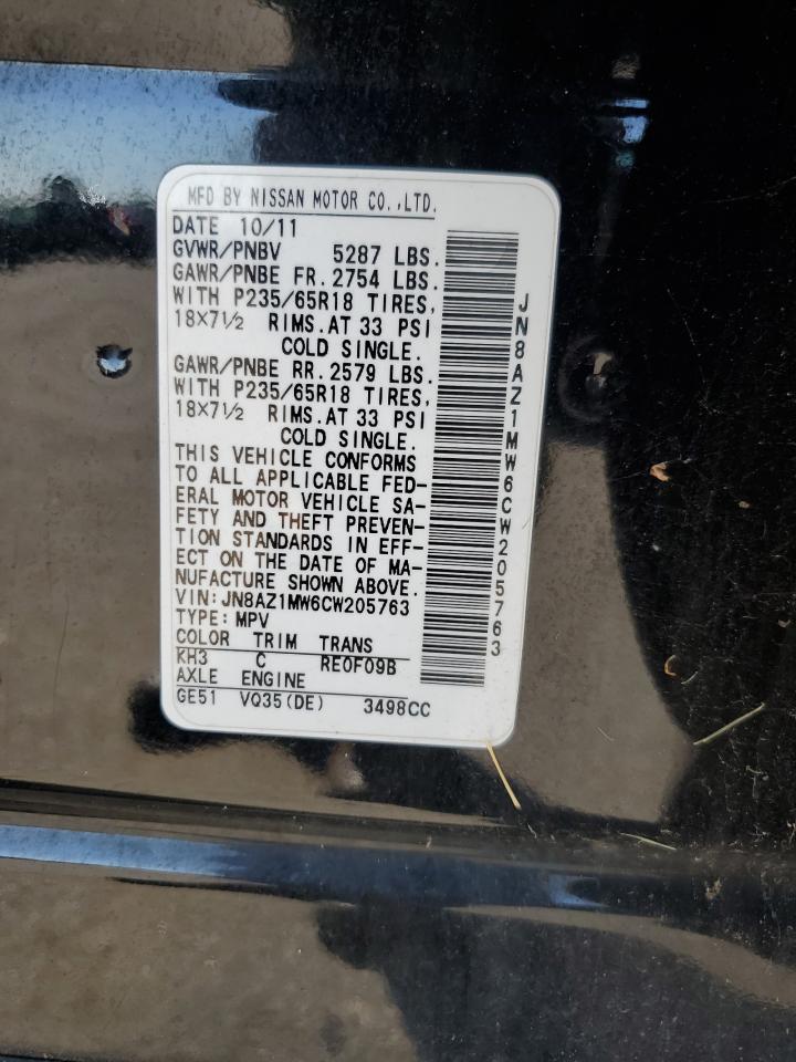 2012 Nissan Murano S VIN: JN8AZ1MW6CW057628 Lot: 72090705