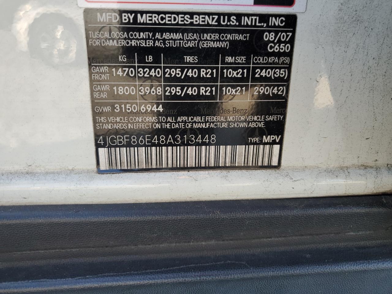 2008 Mercedes-Benz Gl 550 4Matic VIN: 4JGBF86E48A313448 Lot: 80610985