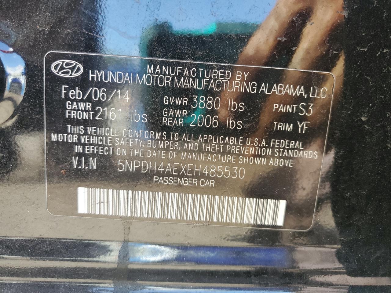 2014 Hyundai Elantra Se VIN: 5NPDH4AEXEH485530 Lot: 81855545