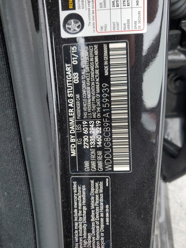 2015 Mercedes-Benz S 550 VIN: WDDUG8CB9FA159939 Lot: 84421355