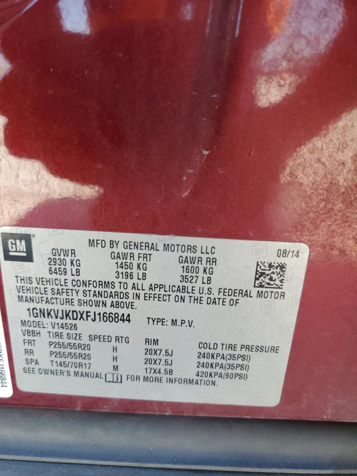 2015 Chevrolet Traverse Ltz VIN: 1GNKVJKDXFJ166844 Lot: 81433455