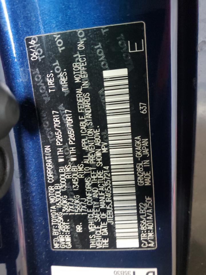 2016 Toyota 4Runner Sr5/Sr5 Premium VIN: JTEBU5JR4G5357214 Lot: 71435455