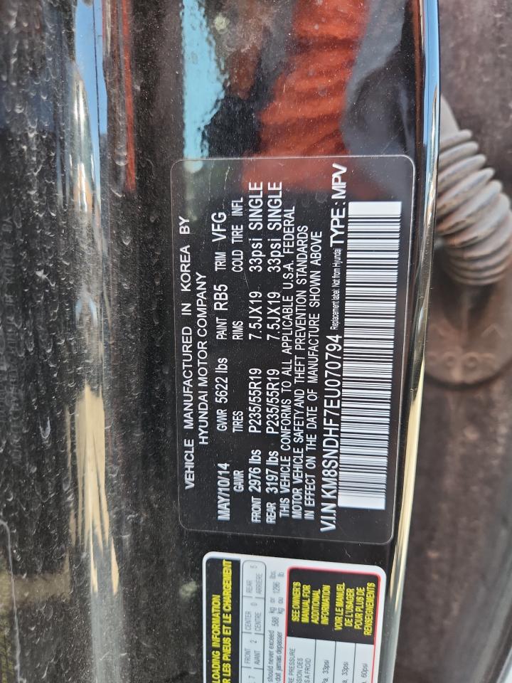 2014 Hyundai Santa Fe Gls VIN: KM8SNDHF7EU070794 Lot: 82061265