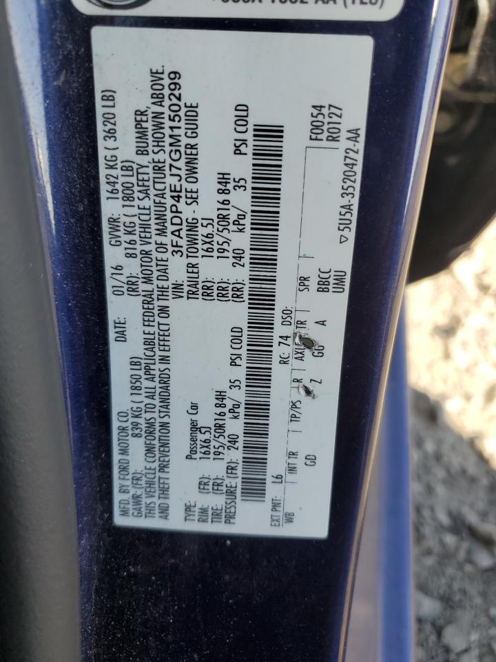 2016 Ford Fiesta Se VIN: 3FADP4EJ7GM150299 Lot: 81876645