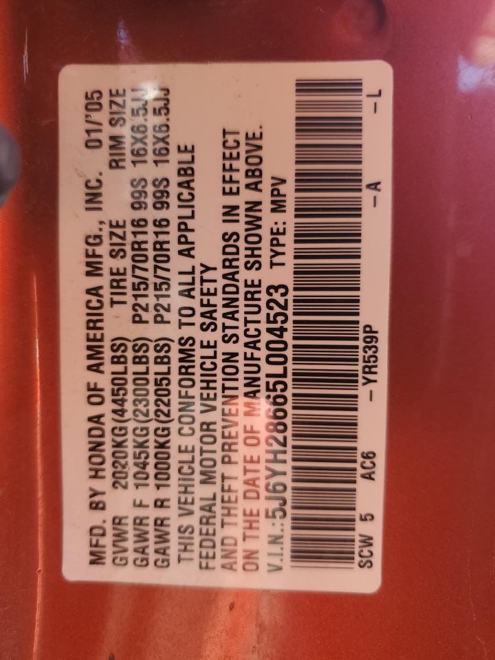 2005 Honda Element Ex VIN: 5J6YH28665L004523 Lot: 81412335