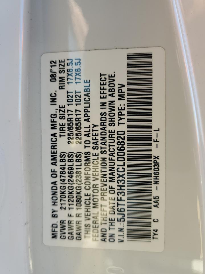 2012 Honda Crosstour Ex VIN: 5J6TF3H3XCL006820 Lot: 71708365