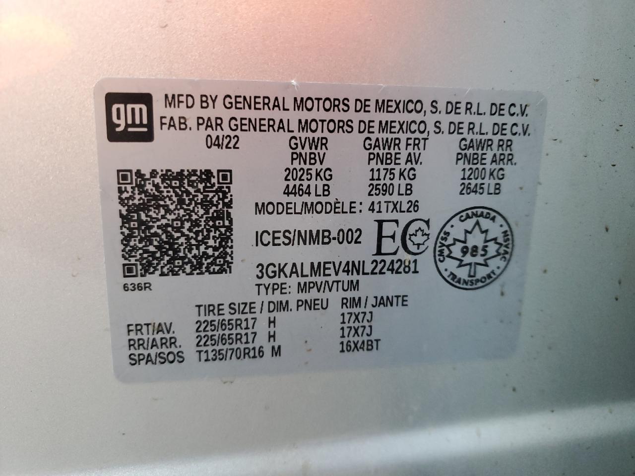 2022 GMC Terrain Sle VIN: 3GKALMEV4NL224281 Lot: 80825325