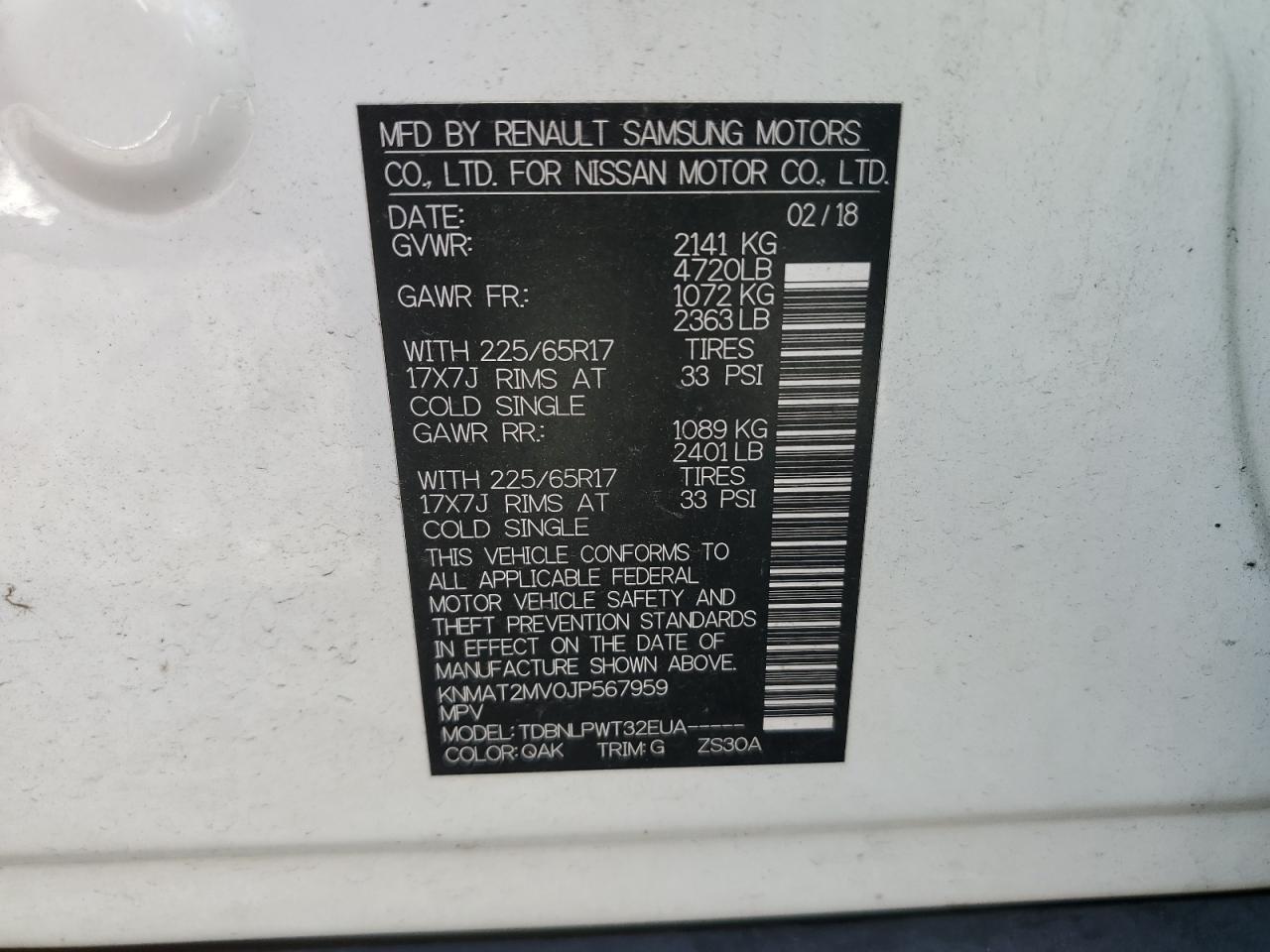 2018 Nissan Rogue S VIN: KNMAT2MV0JP567959 Lot: 81203685