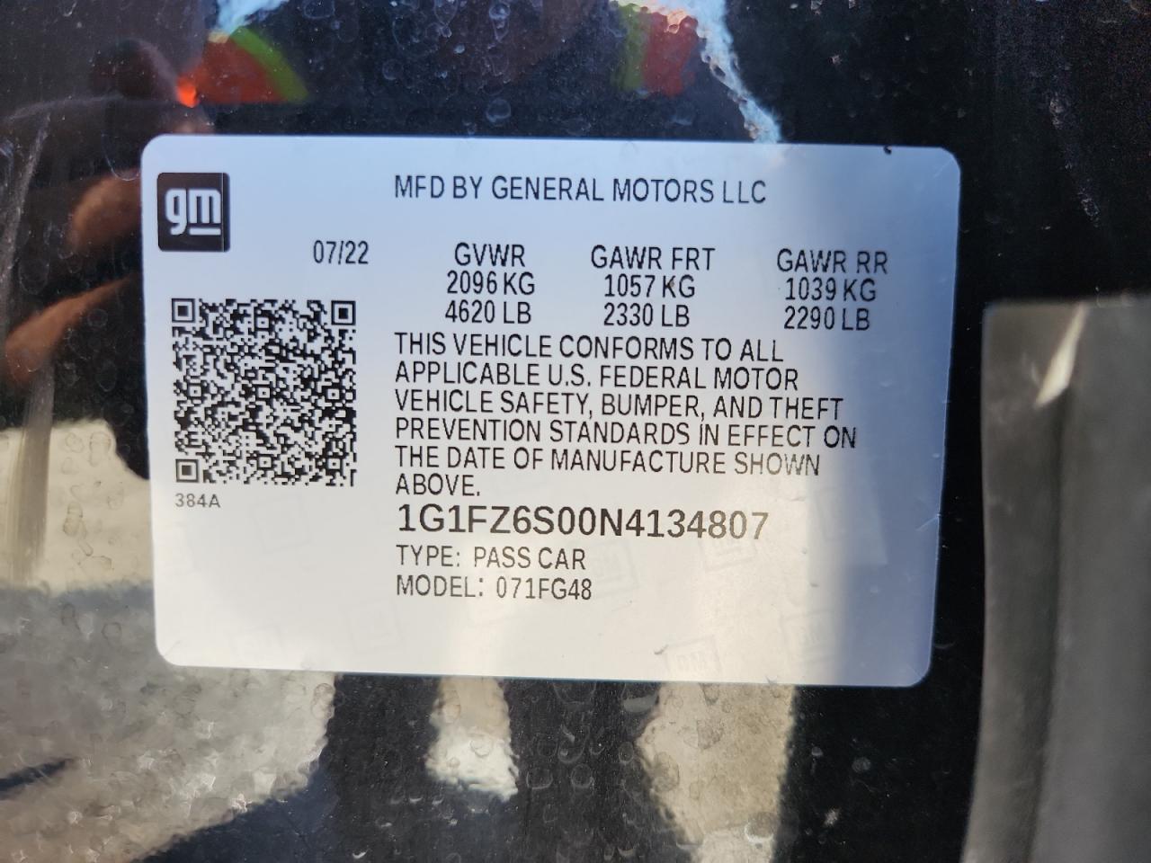 2022 Chevrolet Bolt Euv Premier VIN: 1G1FZ6S00N4134807 Lot: 80102125