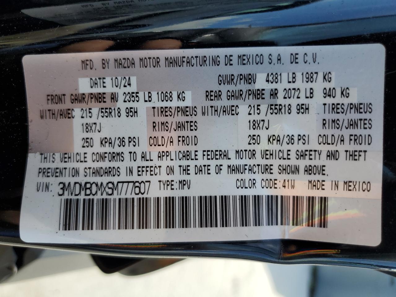 2025 Mazda Cx-30 Preferred VIN: 3MVDMBCMXSM777607 Lot: 81297975