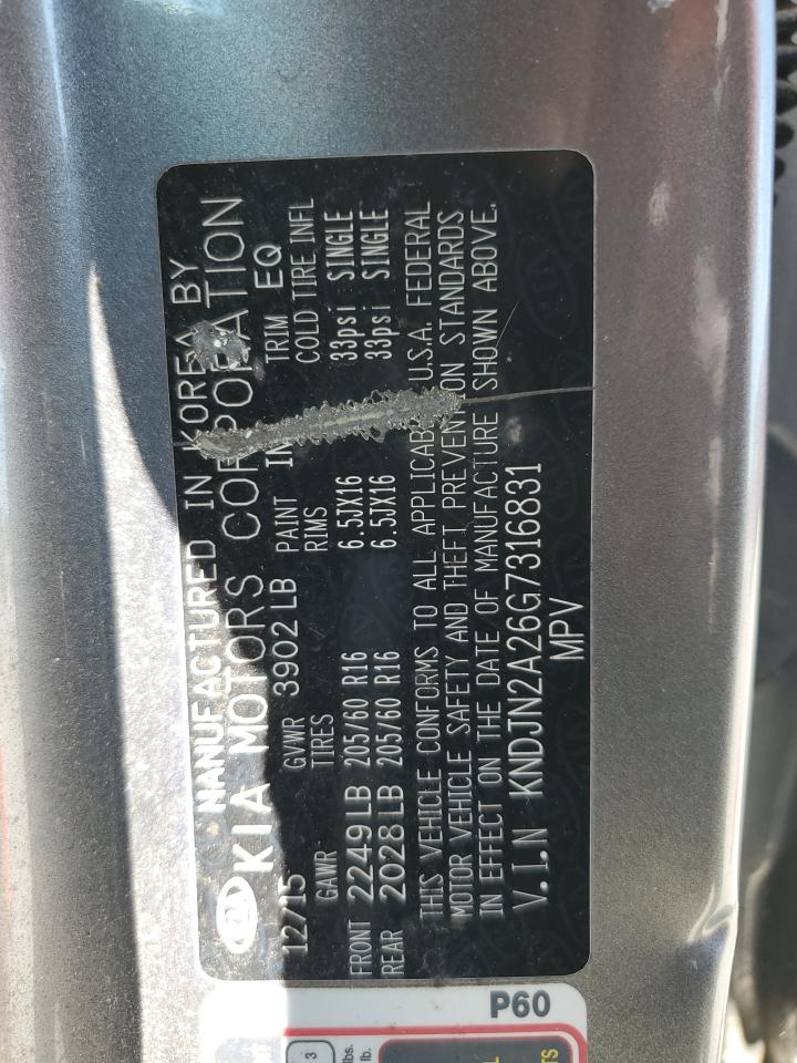 2016 Kia Soul VIN: KNDJN2A26G7316831 Lot: 80205755