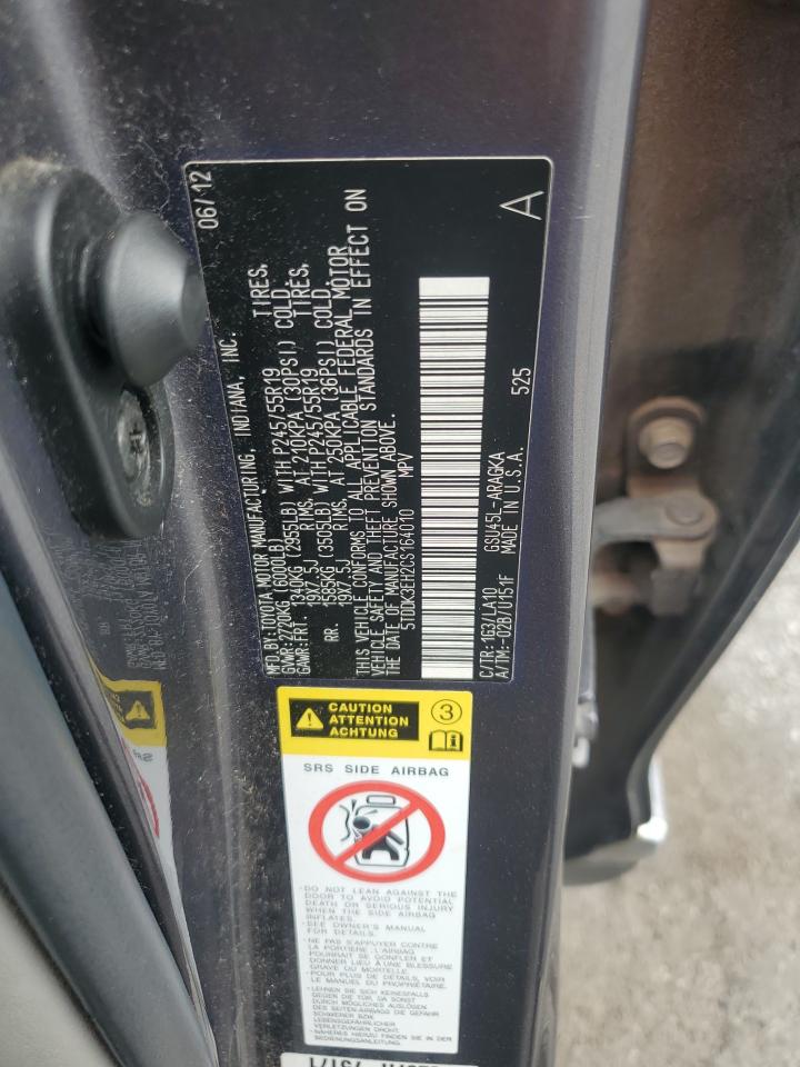 2012 Toyota Highlander Limited VIN: 5TDDK3EH2CS164010 Lot: 80298455