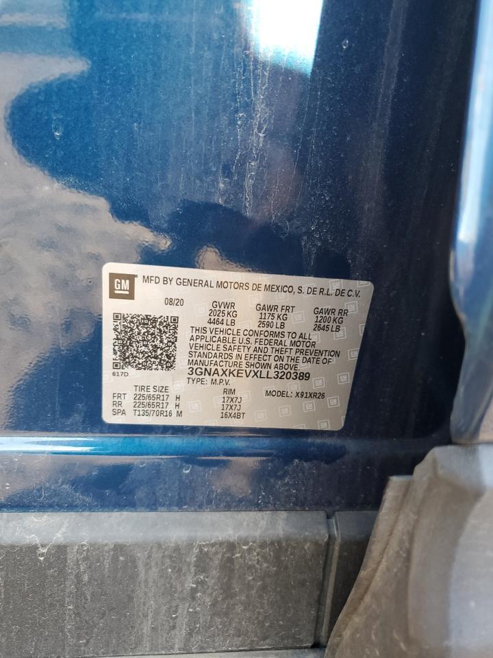 2020 Chevrolet Equinox Lt VIN: 3GNAXKEVXLL320389 Lot: 70881235