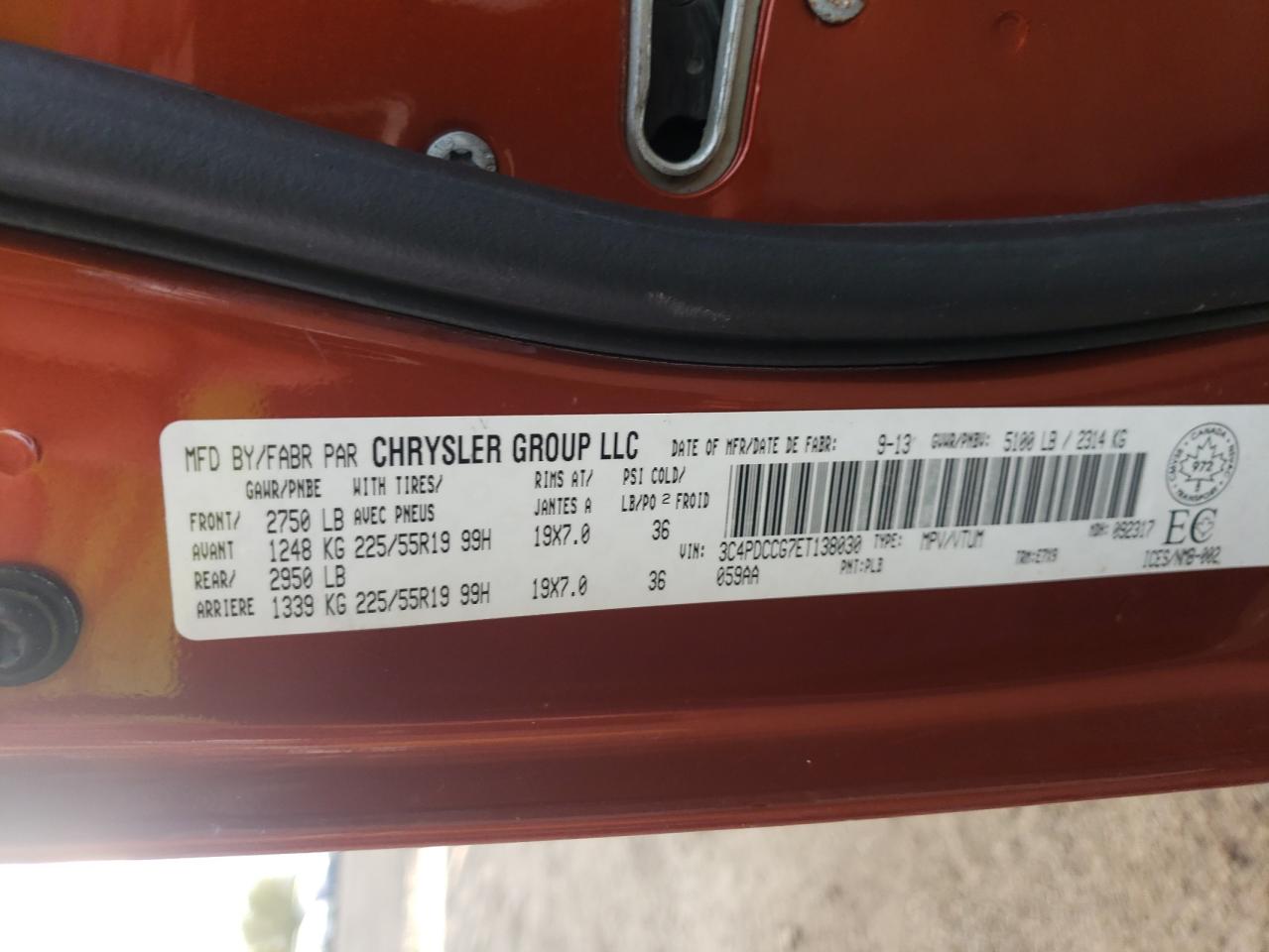 2014 Dodge Journey Sxt VIN: 3C4PDCCG7ET138030 Lot: 83754155