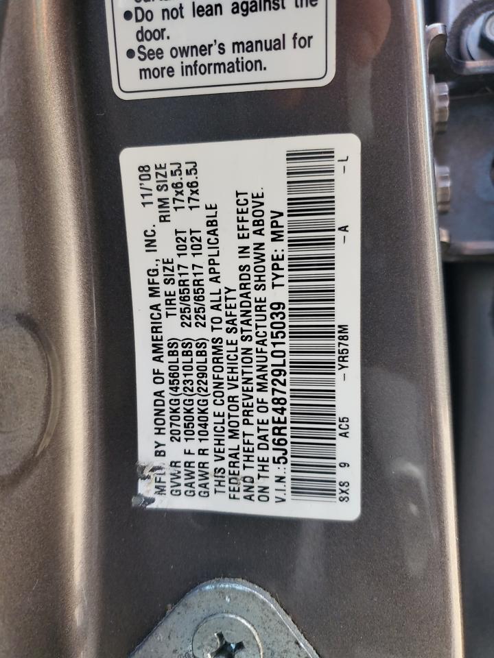 2009 Honda Cr-V Exl VIN: 5J6RE48729L015039 Lot: 81688695