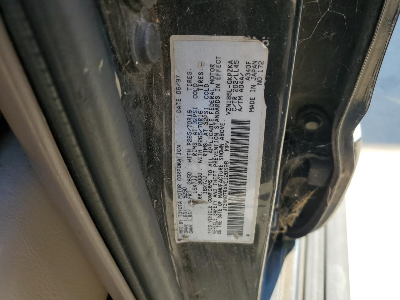 1997 Toyota 4Runner Limited VIN: JT3HN87RXV0120598 Lot: 84046235