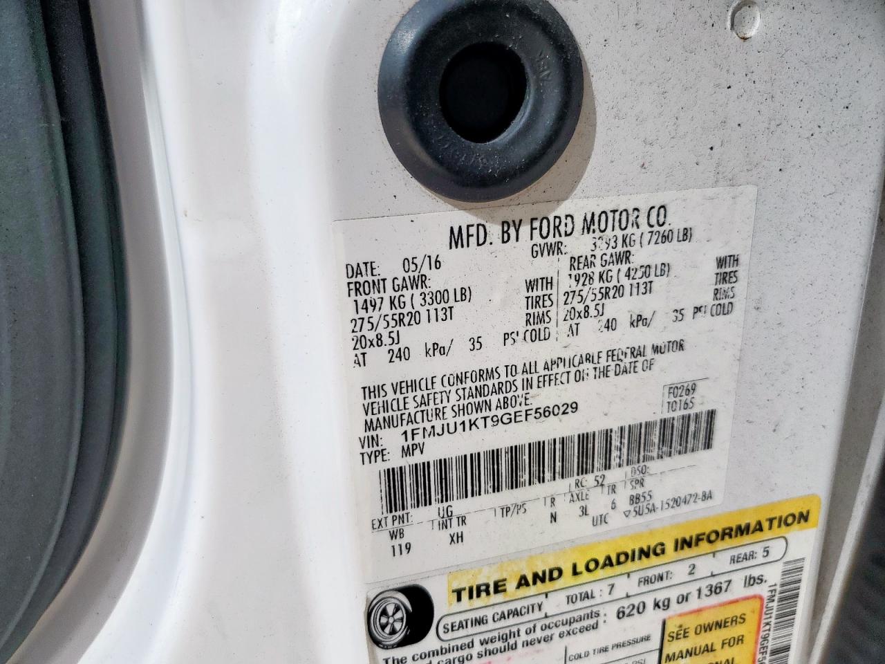 2016 Ford Expedition Limited VIN: 1FMJU1KT9GEF56029 Lot: 80056795