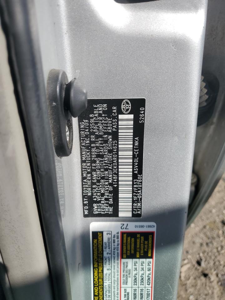 2010 Toyota Camry Base VIN: 4T4BF3EK0AR014625 Lot: 71104135