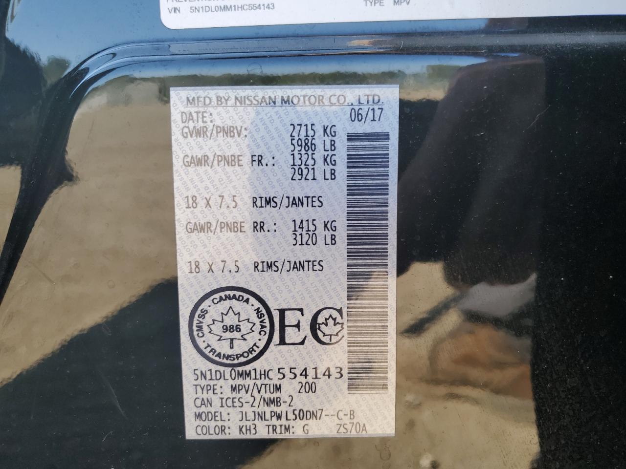 2017 Infiniti Qx60 VIN: 5N1DL0MM1HC554143 Lot: 72058965