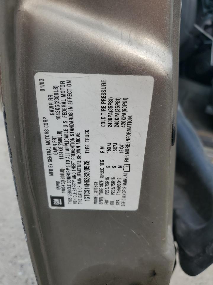 2003 GMC Sonoma VIN: 1GTCS14H638200528 Lot: 71171355