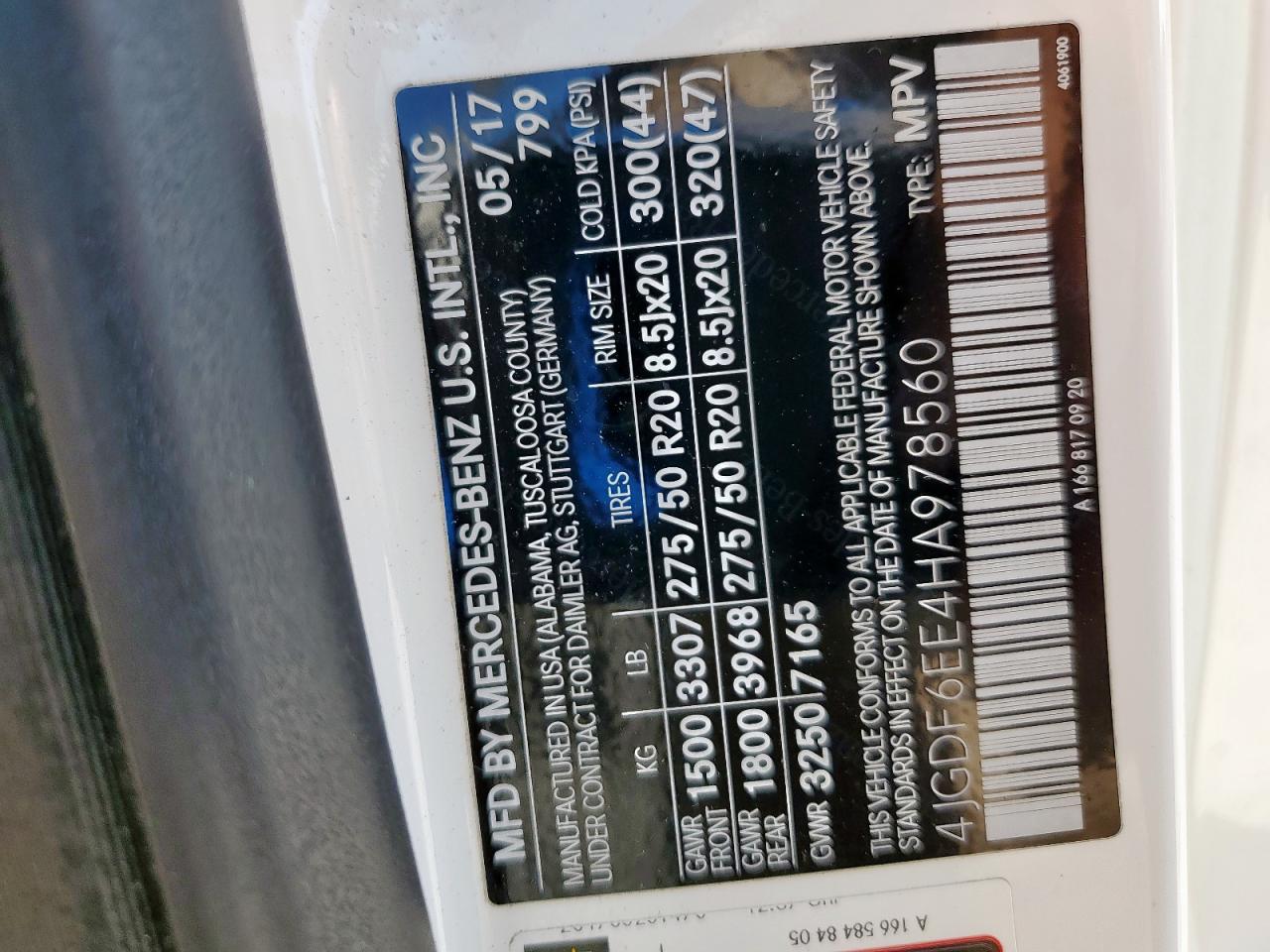 2017 Mercedes-Benz Gls 450 4Matic VIN: 4JGDF6EE4HA978560 Lot: 80124015