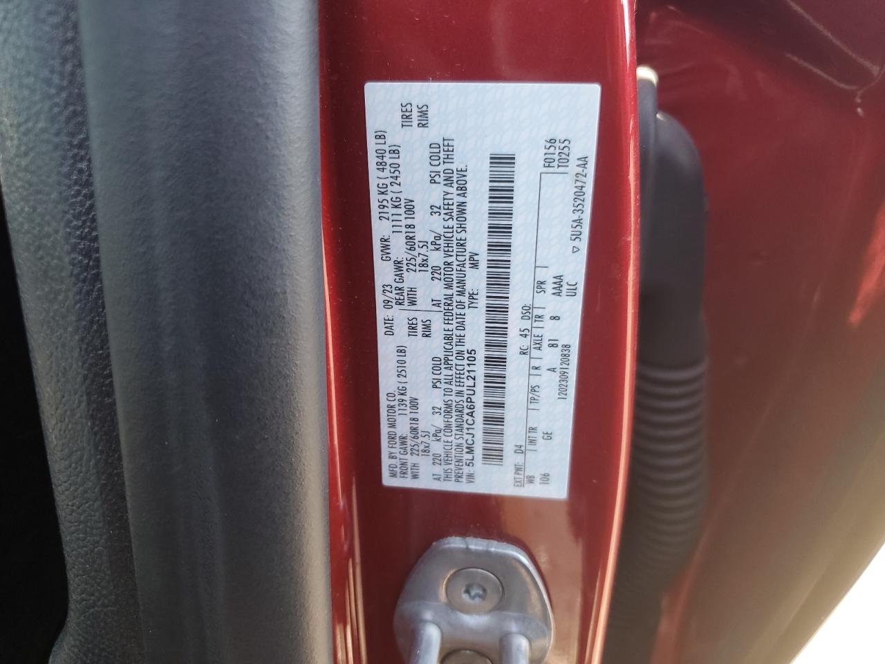 2023 Lincoln Corsair VIN: 5LMCJ1CA6PUL21105 Lot: 81508475