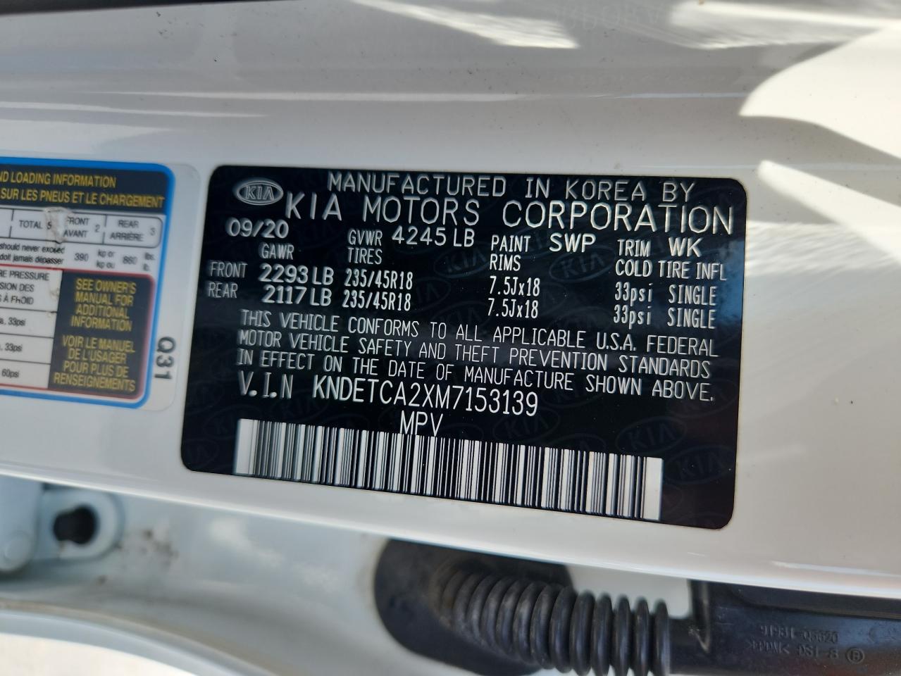 2021 Kia Seltos Sx VIN: KNDETCA2XM7153139 Lot: 70840565