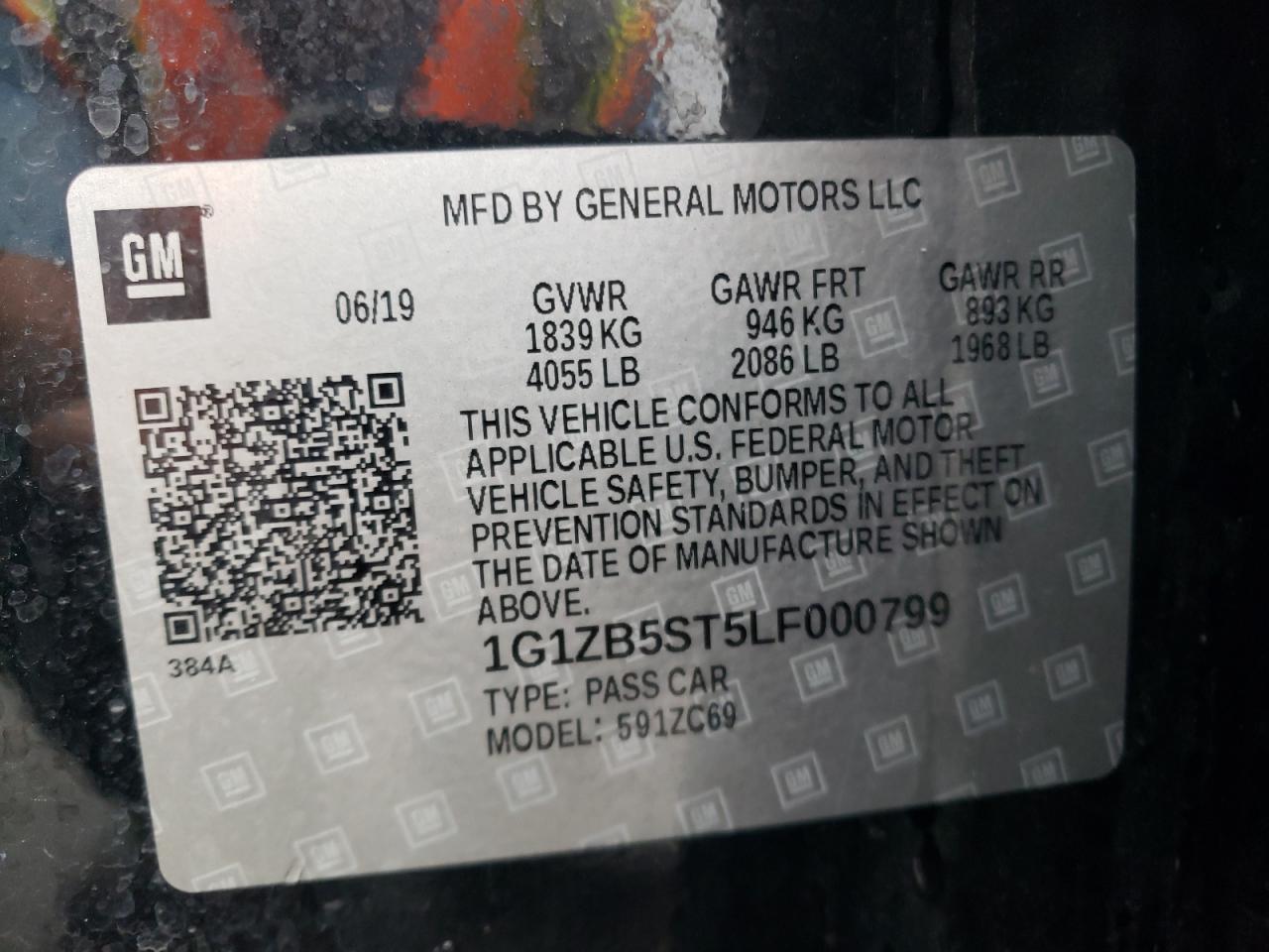 2020 Chevrolet Malibu Ls VIN: 1G1ZB5ST5LF000799 Lot: 83861185