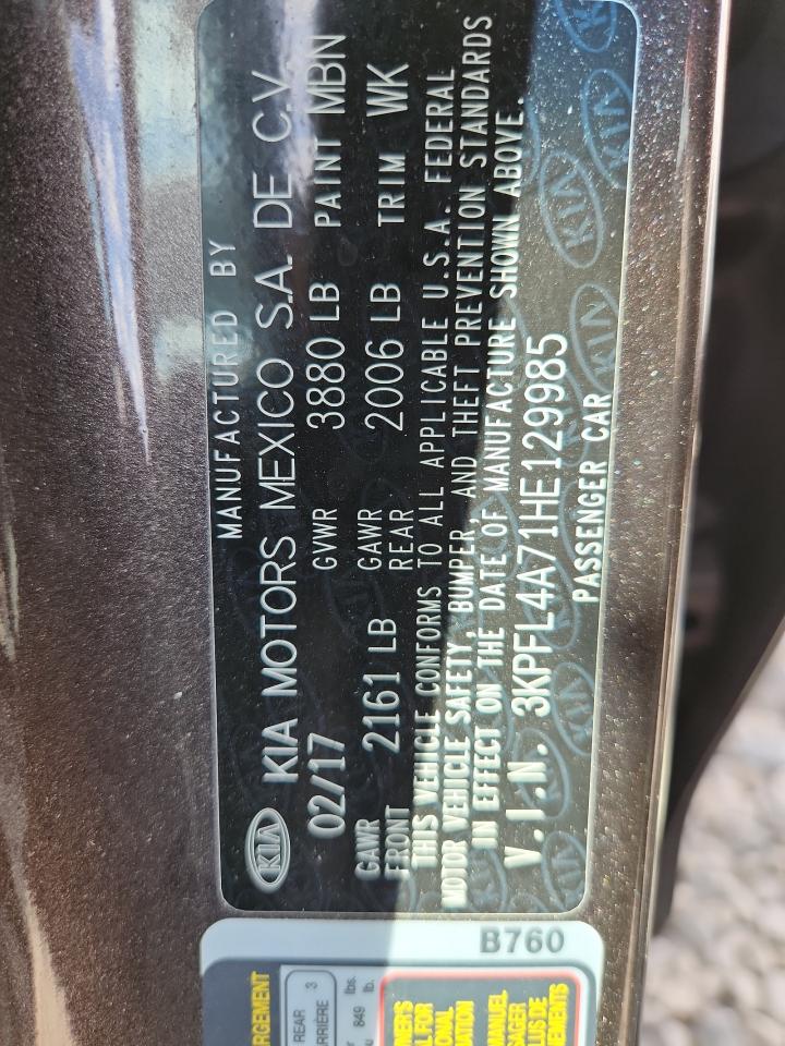 2017 Kia Forte Lx VIN: 3KPFL4A71HE129985 Lot: 80223315