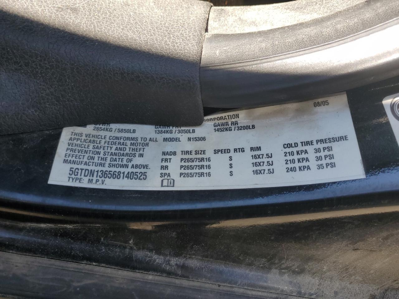 2006 Hummer H3 VIN: 5GTDN136568140525 Lot: 71860625