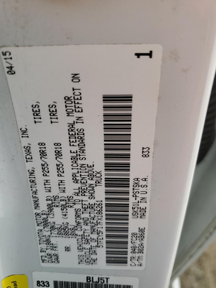 2015 Toyota Tundra Crewmax Sr5 VIN: 5TFEY5F17FX186261 Lot: 70943355