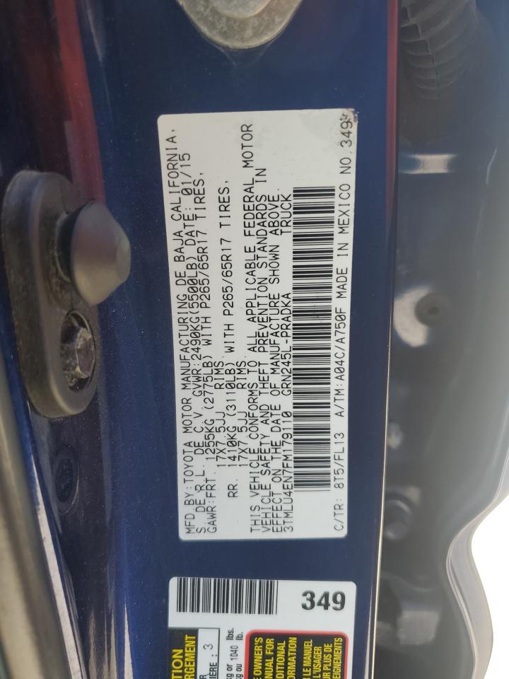 2015 Toyota Tacoma Double Cab VIN: 3TMLU4EN7FM179110 Lot: 84036495